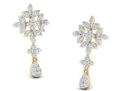 rosa oro diamante donne orecchino 3d Stampa modello lusso design gioielleria stampabile argento gioiello nozze Fidanzamento orecchini 3d print model - Mito3D