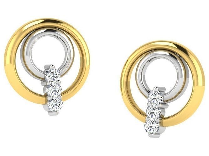 Rose Gold Diamant Frauen Ohrring 3d drucken Modell Luxus Design Schmuck druckbar Silber Juwel Hochzeit Engagement Ohrringe 3D print model - Mito3D