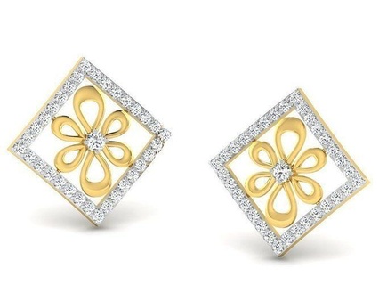 rose gold diamond women earring 3d print model luxury design jewelry printable silver jewellery jewel wedding engagement earrings 3d print model - Mito3D