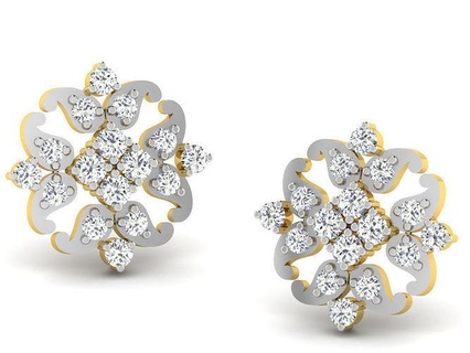 rosa oro diamante donne orecchino 3d Stampa modello lusso design gioielleria stampabile argento gioiello nozze Fidanzamento orecchini 3d print model - Mito3D