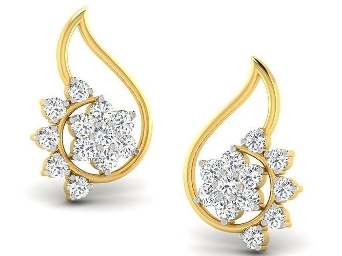 rose gold diamond women earring 3d print model luxury design jewelry printable silver jewellery jewel wedding engagement earrings 3D print model - Mito3D