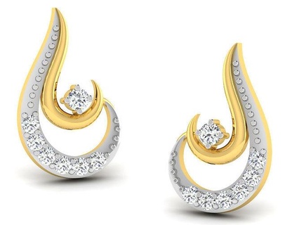 rosa oro diamante donne orecchino 3d Stampa modello lusso design gioielleria stampabile argento gioiello nozze Fidanzamento anelli 3d print model - Mito3D