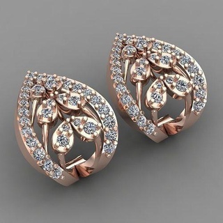 rosa oro diamante donne orecchino 3d Stampa modello lusso design gioielleria stampabile argento gioiello nozze Fidanzamento anelli orecchini 3d print model - Mito3D