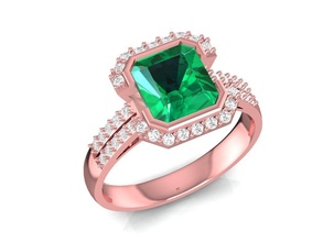 rosa ouro anel esmeralda Principal pedra 2353 joalheria moda acessórios diamante homem homens mulher mulheres unissex Projeto feng shui 3d print model - Mito3D