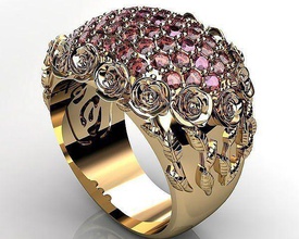 anillo de oro rosa la joyería gem piedras preciosas esmeralda ruby zafiro amatista el diamante desafío moda los anillos 3d print model - Mito3D