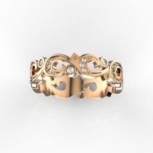 rosa fascia di nozze d'oro e diamanti gioielli anello matrimonio weddingband moda stampabile floreale modello ornamento i anelli 3d print model - Mito3D