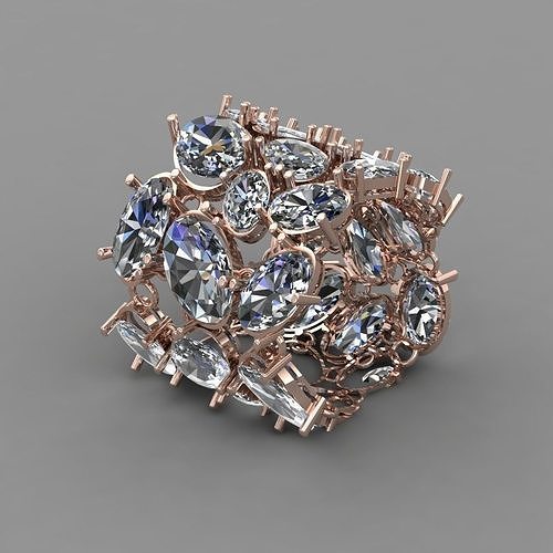 Rose Gold Frauen Diamant Ring 3d drucken Modell Schmuck druckbar Engagement Ringe Platin Hochzeit Juwel brillant Luxus Design Mode 3D print model - Mito3D