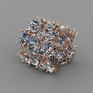 Rose Gold Frauen Diamant Ring 3d drucken Modell Schmuck druckbar Engagement Ringe Platin Hochzeit Juwel brillant Luxus Design Mode 3d print model - Mito3D