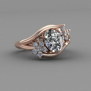 Rose Gold Frauen Diamant Ring 3d drucken Modell brillant Schmuck druckbar Engagement Ringe Platin Hochzeit Juwel Luxus Design Mode 3d print model - Mito3D