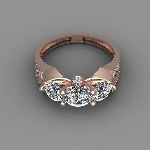 Rose Gold Frauen Diamant Ring 3d drucken Modell brillant Schmuck druckbar Engagement Ringe Platin Hochzeit Juwel Luxus Design Mode 3D print model - Mito3D