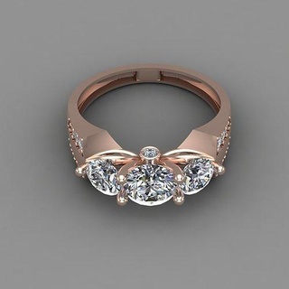 Rosa oro mujer diamante anillo 3d impresión modelo brillante joyería joya imprimible compromiso anillos platino Boda lujo diseño Moda 3d print model - Mito3D