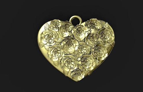 rose heart pendant rose heart pendant jewelry jewel pendants  3d print model - Mito3D
