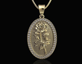 la rose de l'amour-pendentif bijoux 3d imprimable stl pendentif pendentifs or d'argent le platine livre sterling les pierres précieuses mode brillant femmes élégant joyau fleur l'amour saint-valentin 3d print model - Mito3D