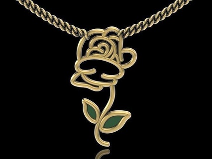 rose pendant gold jewelry printable 3d model silver flower design statue sterling white fashion beauty necklace engagement wedding print pendants 3d print model - Mito3D