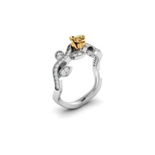 Rose bague bijoux or argent imprimable diamant bijou mariage engagement gemme sterling mode platine beauté solitaire impression anneaux 3d print model - Mito3D