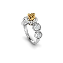 Rose Ring Schmuck Gold Silber druckbar Diamant Juwel Hochzeit Engagement Sterling Mode Platin Schönheit drucken Solitär Finger Ringe 3d print model - Mito3D