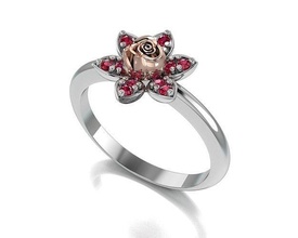 rosa anel joalheria ouro platina gema casamento noivado romance prata imprimível jóia diamante namorados luxo escalação argolas 3d print model - Mito3D