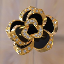 rosa anillo oro plata diamante joya joyería imprimible 3dmodel prototipo brillante 3dprint cnc molienda flores esmalte esmaltado anillos 3d print model - Mito3D