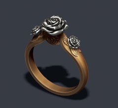 rose ring bijoux de l'anneau la flore fleur le bouquet rouge feuille fleurs roses nature botanique d'argent mois mars march8 8 valentin ros roz les anneaux 3d print model - Mito3D