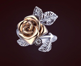 rosa anillo la joyería de rosering sterling imprimible plata joya los anillos 3d print model - Mito3D