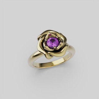 rose ring jewelry rhino 4mm gem colour plant flower flora silver nature jewel bud 1 rings 3dprint 3d print model - Mito3D