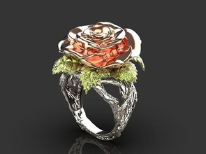rose ring 03 gold silber dichtung schmuck liebe platin kunst drucken ringe 3d print model - Mito3D