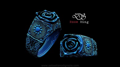 rose ring 3d printable model floral sterling signet jewelry zbrush custom design rings 3d print model - Mito3D