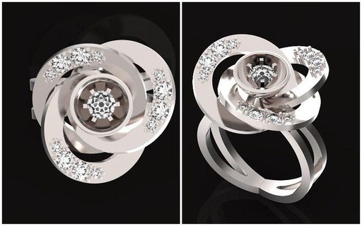 rose ring flower round stone 630 shape diamond design elegant gold jewelry original classic evening stylish trendy graceful girl rings 3d print model - Mito3D