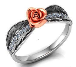 rosa anillo flor piedras 27 la joyería el diamante los diamantes de piedra gem las gemas anillos bandas ronda 3dprint cad impresión oro platino plata a granel 3d print model - Mito3D