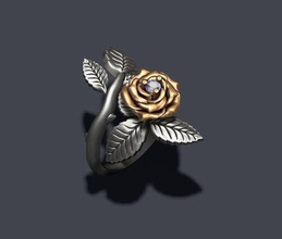 rose ring gem jewelry flora flower bouquet red leaf flowers roses necklace nature botanical jewellery silver valentin briliant diamond rings 3d print model - Mito3D