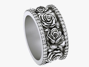 rose ring gold printable jewelry 3d model flower silver carving zbrush sterling wedding engagement sculpture statue design woman fashion rings 3d print model - Mito3D