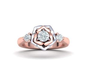 yüzük üç taş nişan yüzüğü 3dmodel yükseldi takı rose çiçek ABD Kanada elmas benzersiz bir ruby hassas düğün cad İspanya Asya yazdırılabilir doğa 3d print model - Mito3D