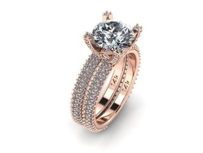 rose Runde Diamanten passenden abnd Schmuck gold ring engagement Ringe 3d print model - Mito3D
