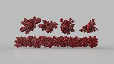 gül ayarlamak cnc 3d yazıcı kesme güller bitki doğa dekor yazdırılabilir rahatlama oyulmuş oymacılık dekorasyon çiçek örtüsü vazo zambak çiçekler botanik ev 3d print model - Mito3D