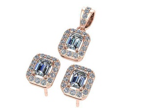 rose smaller rectangular earring diamond golden silver jewelry earrings 3d print model - Mito3D