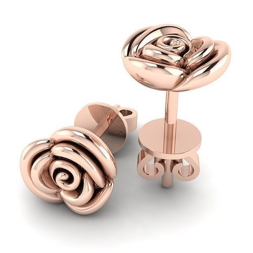 rose stud earring jewelry floral flower petal fashion trend antique vintage women earrings 3D print model - Mito3D