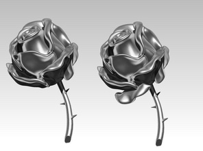 rose zwei-Blatt-version Schmuck Blume Juwel Anhänger bedruckbar ist floral Silber Natur engagem botanische ring Broschen 3d print model - Mito3D