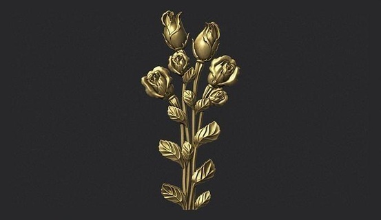 rosen gold cnc schneiden rose pflanze natur dekor druckbar linderung geschnitzt carving dekoration blume flora vase lilie blumen botanisch kunst 3d print model - Mito3D