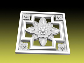 rosette 023 house cnc ornament cam artcam powermill carved decor template pattern wood gypsum 3d print model - Mito3D