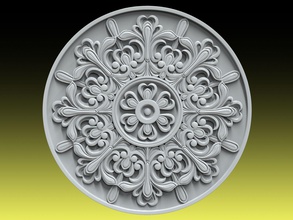 rosette 042 house artcam cnc decor wood flower ornament symmetry bas relief cam 3axis 3d print model - Mito3D
