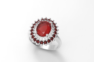 rosette bague bijoux vintage de l'anneau le diamant ruby forme ovale brillant or les anneaux 3d print model - Mito3D