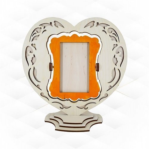 rotating picture frame heart svg dxf design laser cut picture frame photo rotating laser cut drawing cutting design pattern svg heart vector template glowforge diy hobby hobby diy  3D print model - Mito3D