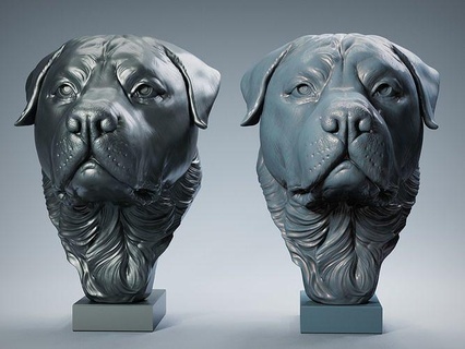 Rottweiler Kopf Skulptur amstaff heiser Büste Däne Hund Tier Anatomie Französisch Bulldogge Pitbull shih tzu Labrador Mops Dackel Kunst Skulpturen 3d print model - Mito3D