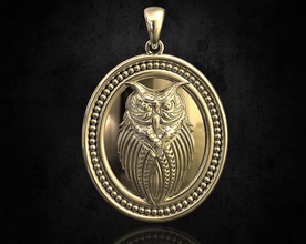 rough owl pendant 3d jewelry jewellry pendants silver gold printable men women stl fashion platinum necklace bird sterling stylish animal 3d print model - Mito3D