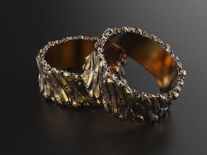 la roca en bruto fabricación de boda anillo corteza árbol nente banda joyería los anillos oro madera textura piedra sterling imprimible peluquería áspero el metal rock 3d print model - Mito3D