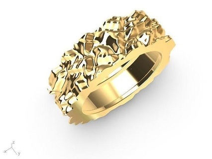 rough textured ring stl verified jewellery jewelry printable diamond fashion prototyping 3d cad stylish design trendy charm initial signet designer statement lightweight text rings 3d print model - Mito3D
