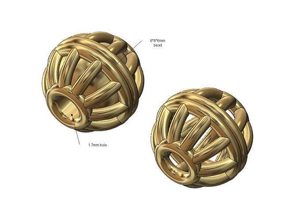 round bali wire ball bead charm findings bracelet necklace dome pendant jewelry printable gold silver fashion jewellery sterling vintag 3d model 3d print model - Mito3D