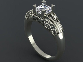 centre antique diamant mode engagement solitaire bijoux anneaux 3d print model - Mito3D