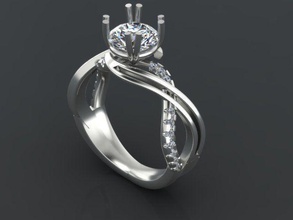 round center criss-cross shank jewelry diamond criss cross engagement fashion 2parts rings 3d print model - Mito3D