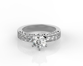 round cut engagement ring jewelry diamond wedding jewel jewellery printable diamonds whitegold white gold rings 3d print model - Mito3D